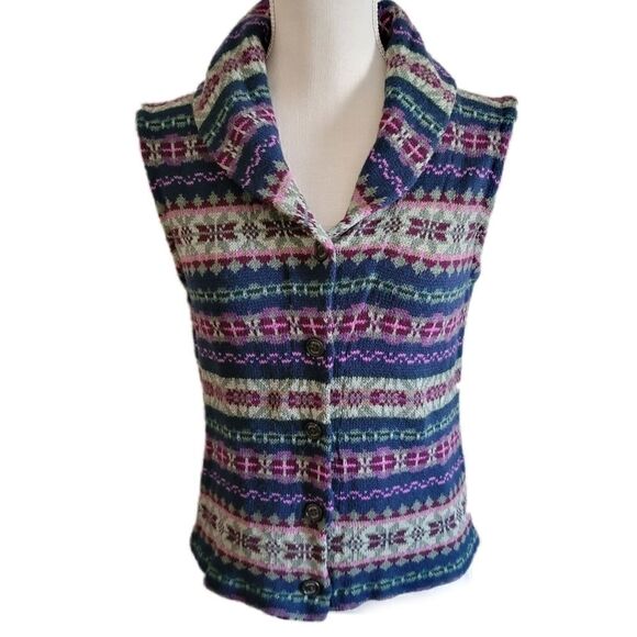 Colorado tribal button up vest geometric collared - Picture 1 of 6
